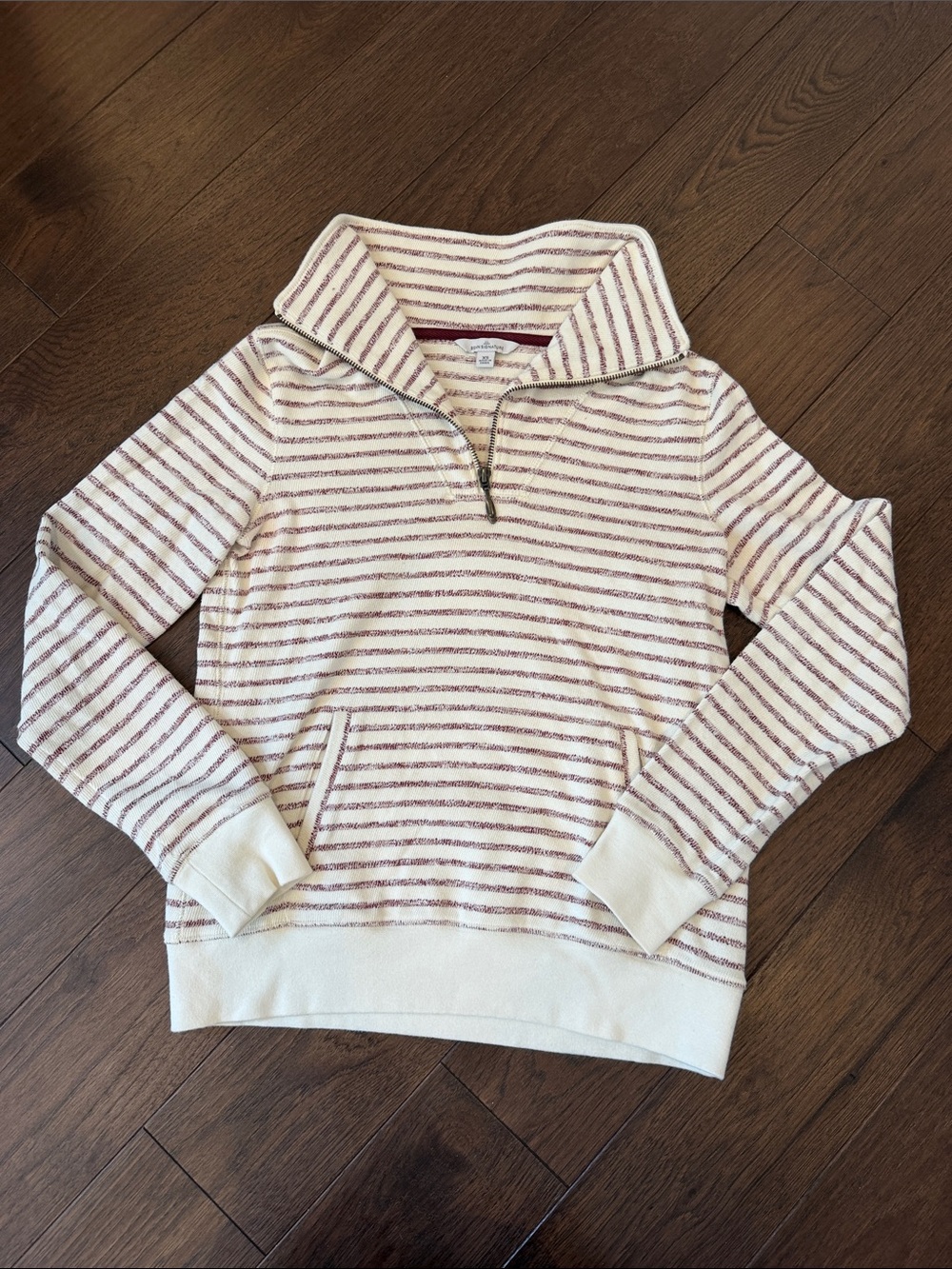 L.L. Bean Signature Cream Half-Zip Striped Pullover Size XS - C54-136